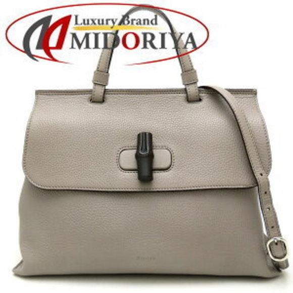 Gucci Gray Bag Bamboo Bag Shoulder Daily Leather - Picture 1 of 9